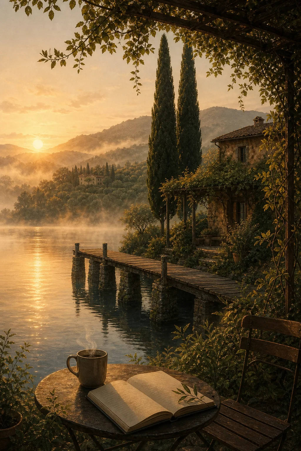 La Casa sul Lago nel Silenzio dell'Alba
